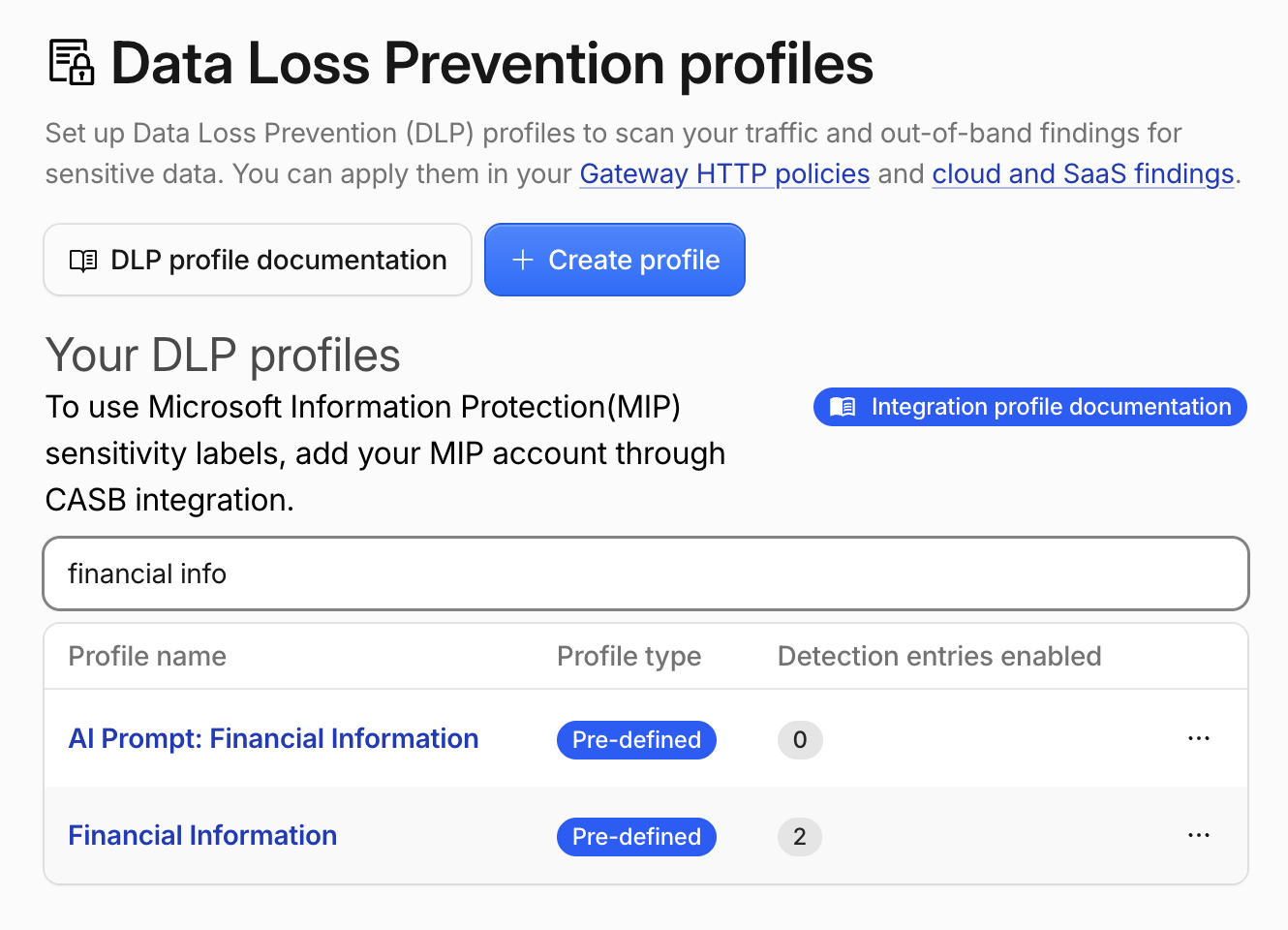 Lab DLP profile for payment-card detection