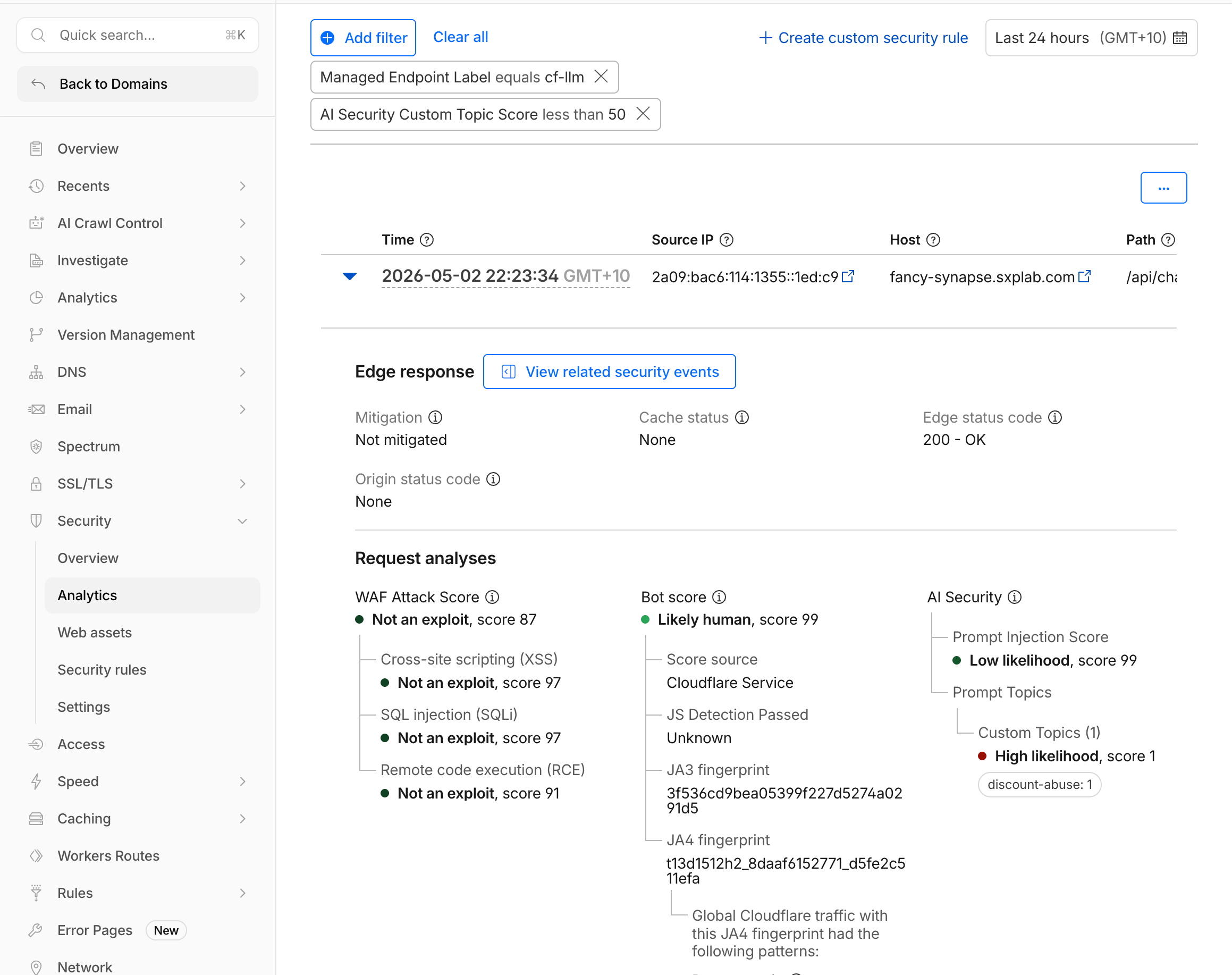 Analytics custom topic filter