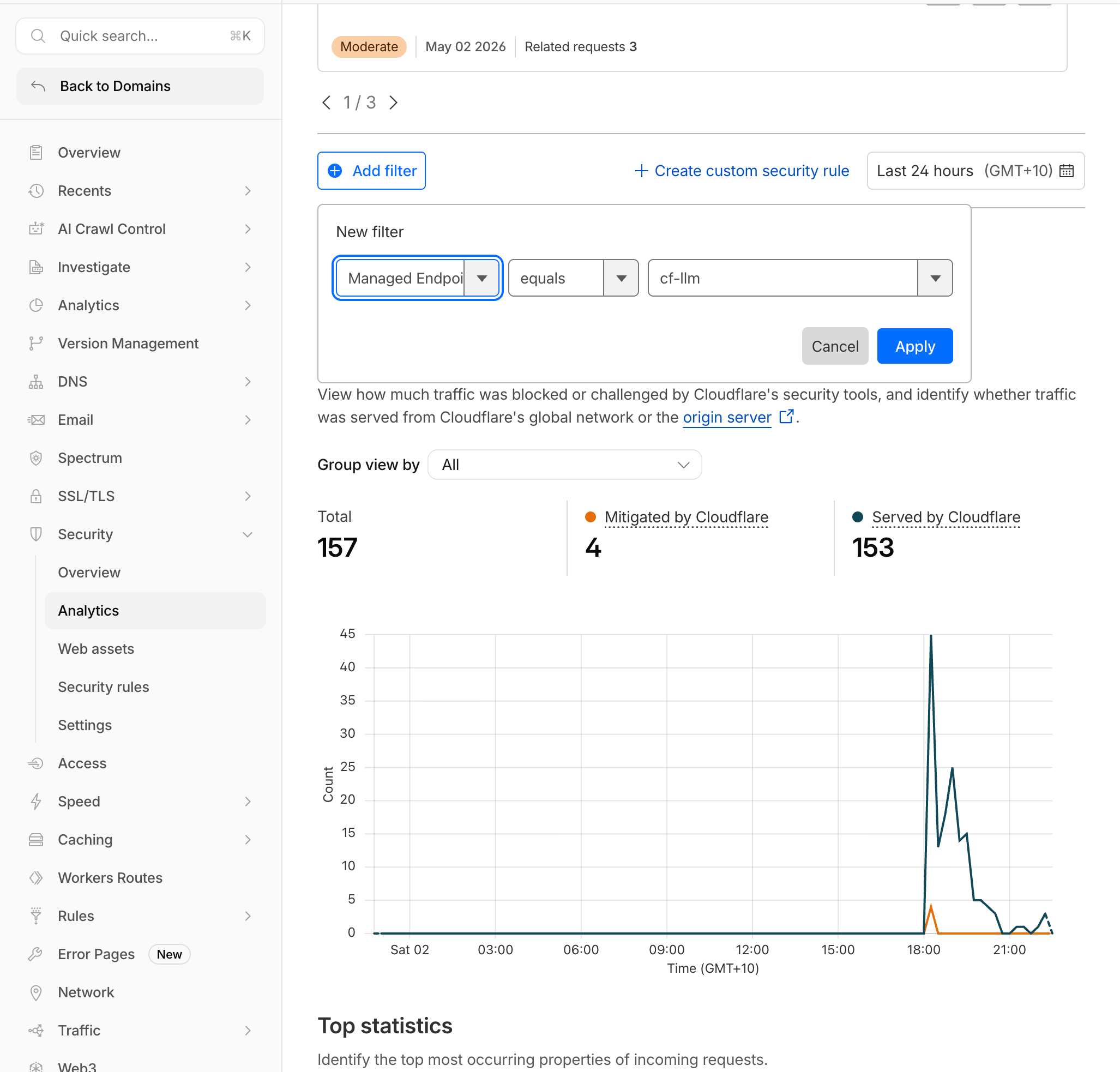 Analytics filter