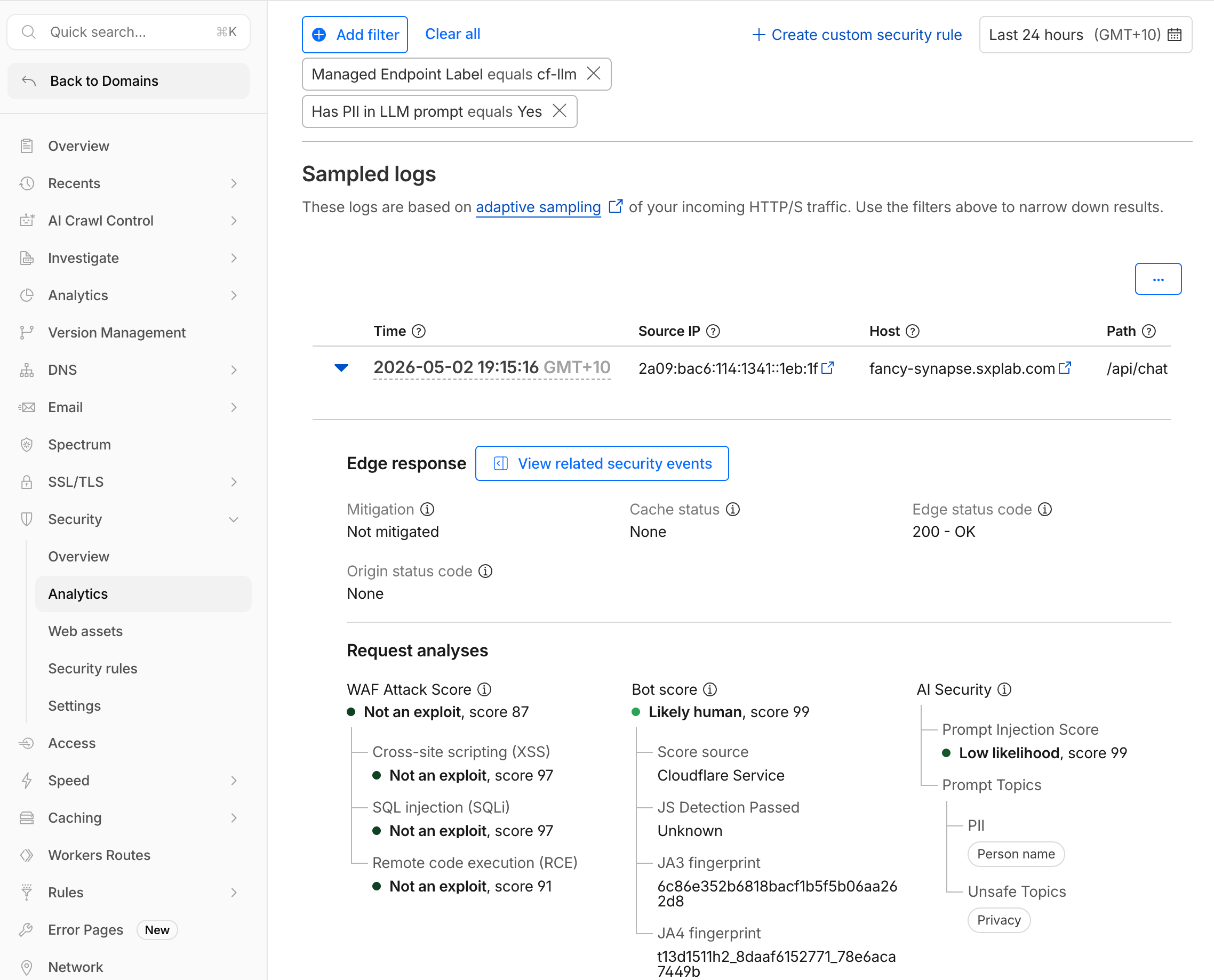 Analytics PII filter