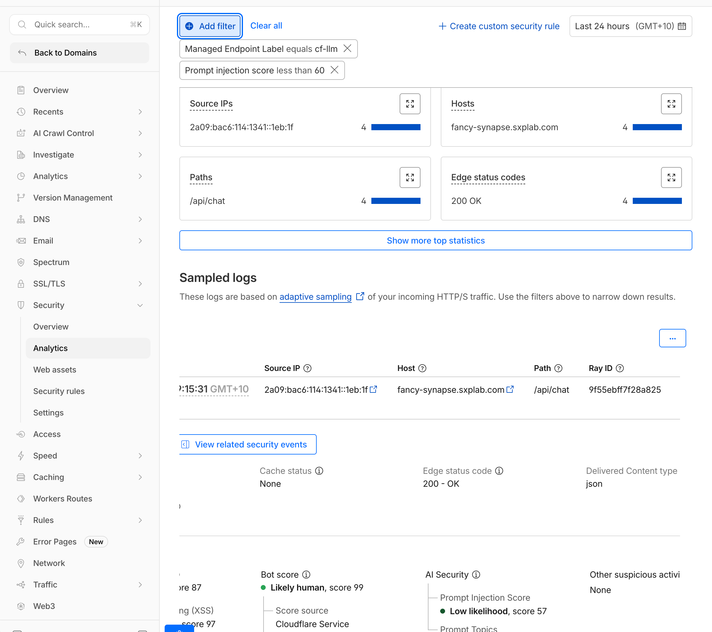 Analytics score filter